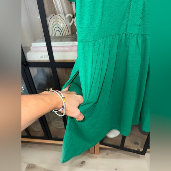 Boden Naomi Short Sleeve Dress midi Rich Emerald modal pockets babydoll petite - Picture 6 of 12